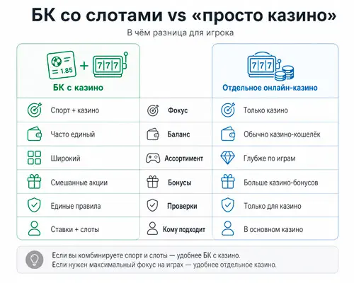 Сравнение бк со слотами и просто казино
